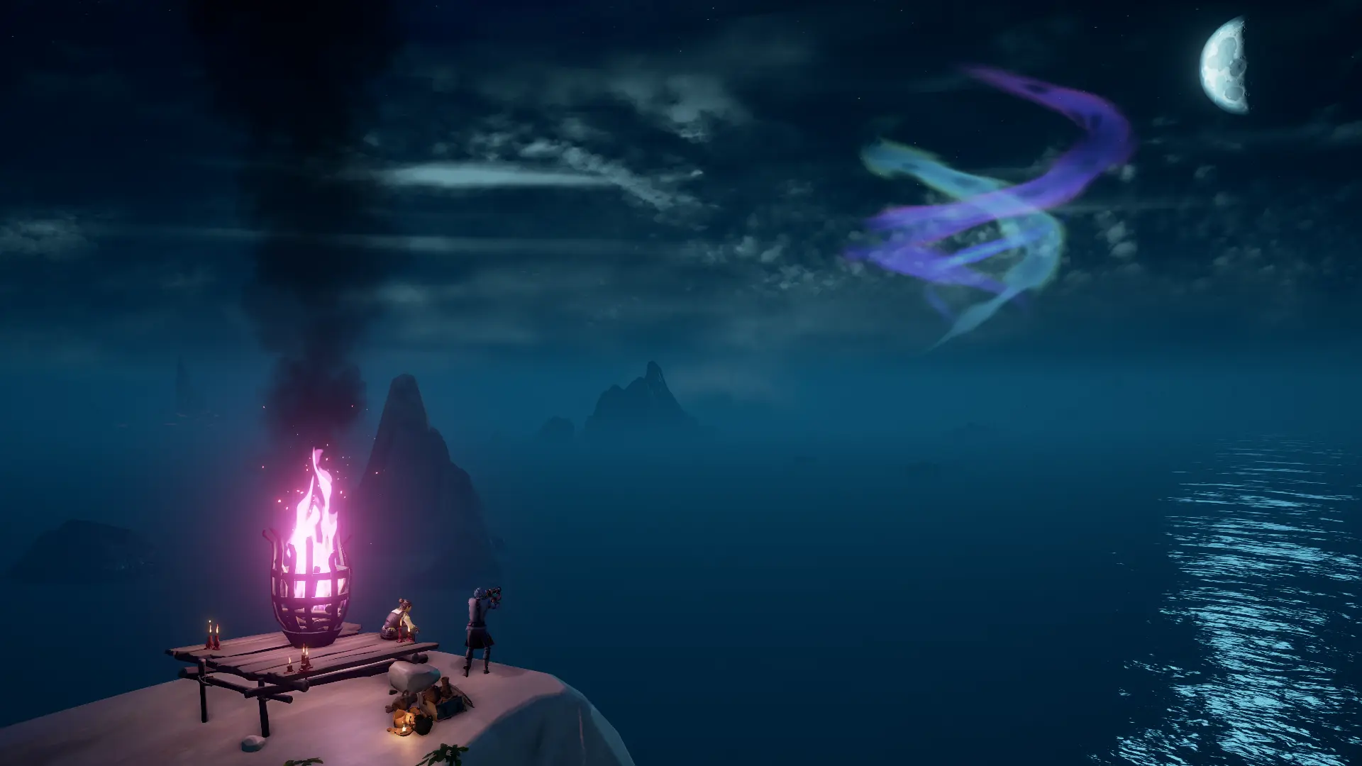 La Quête pour le Crâne du Chant des Sirènes : Le fanal bleu et mauve tourbillonnant
