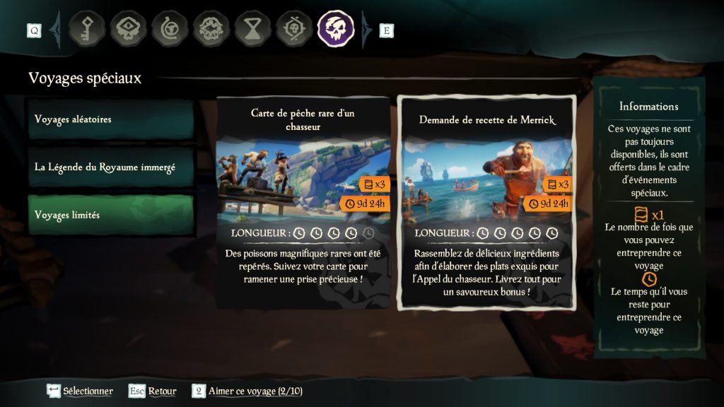 Demande de recette de Merrick : le voyage