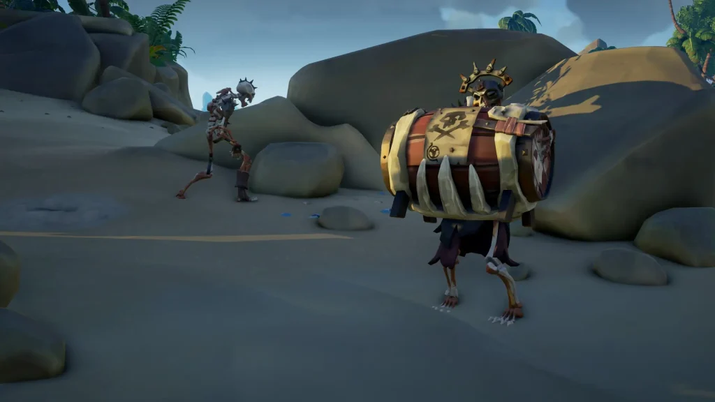 squelettes mercenaires qui aident à porter les trésors