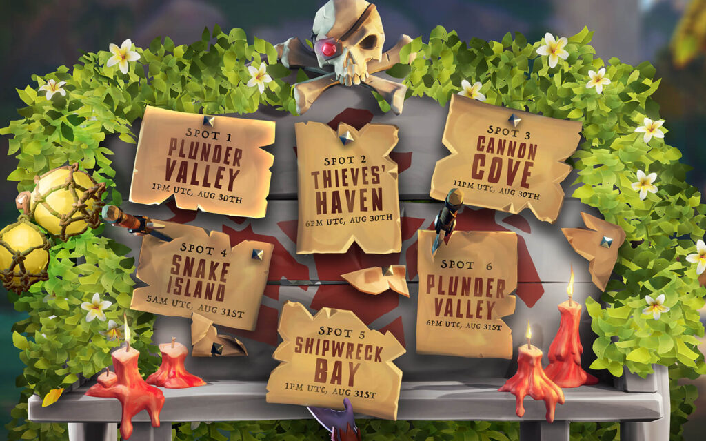tableau des quêtes notant des îles pour les pop up plunder