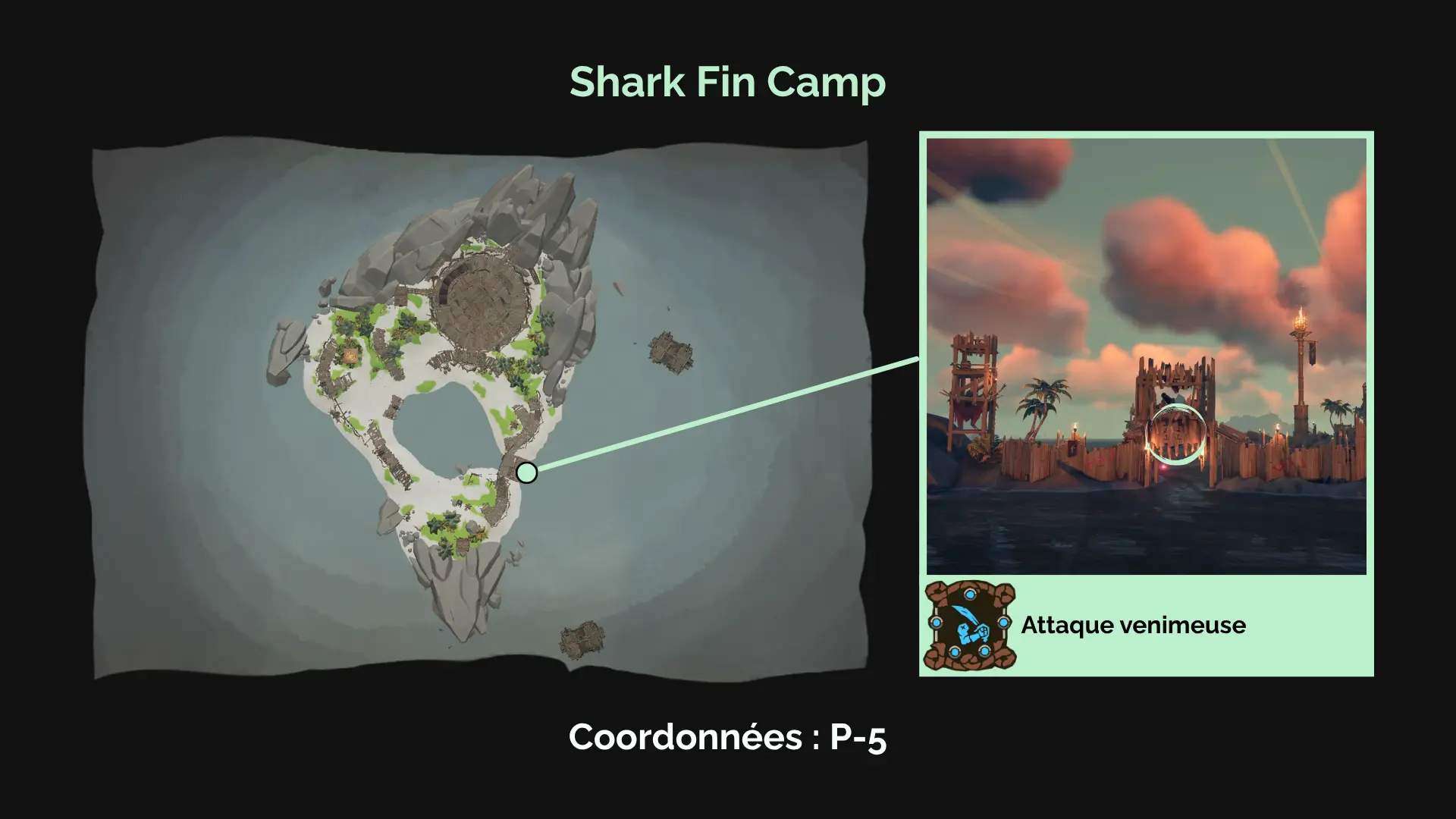 Attaque venimeuse : On dit que Shark Fin Camp a été battu par des moyens inhabituels.
