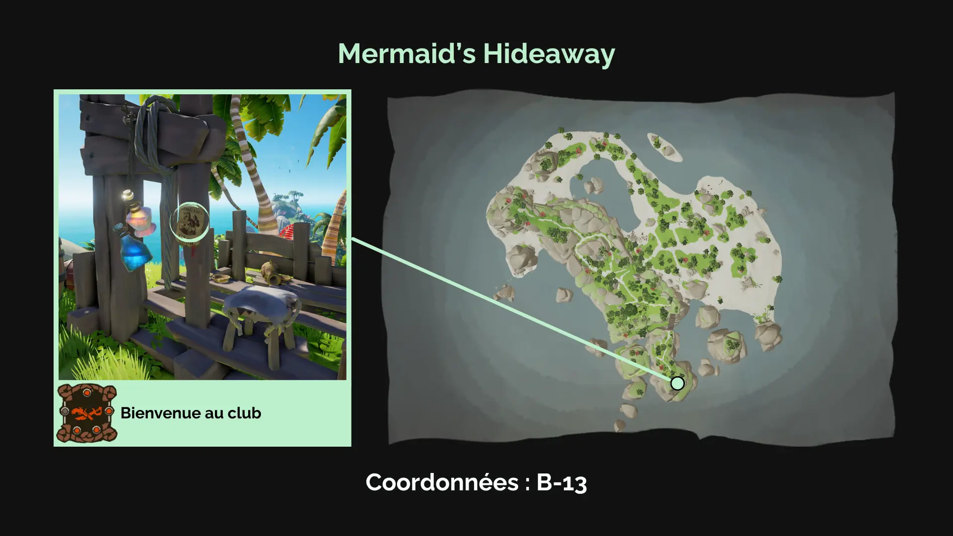 Bienvenue au club : Sur Mermaid's Hideaway, un pirate a créé un lieu de rencontre social, surplombant la mer.