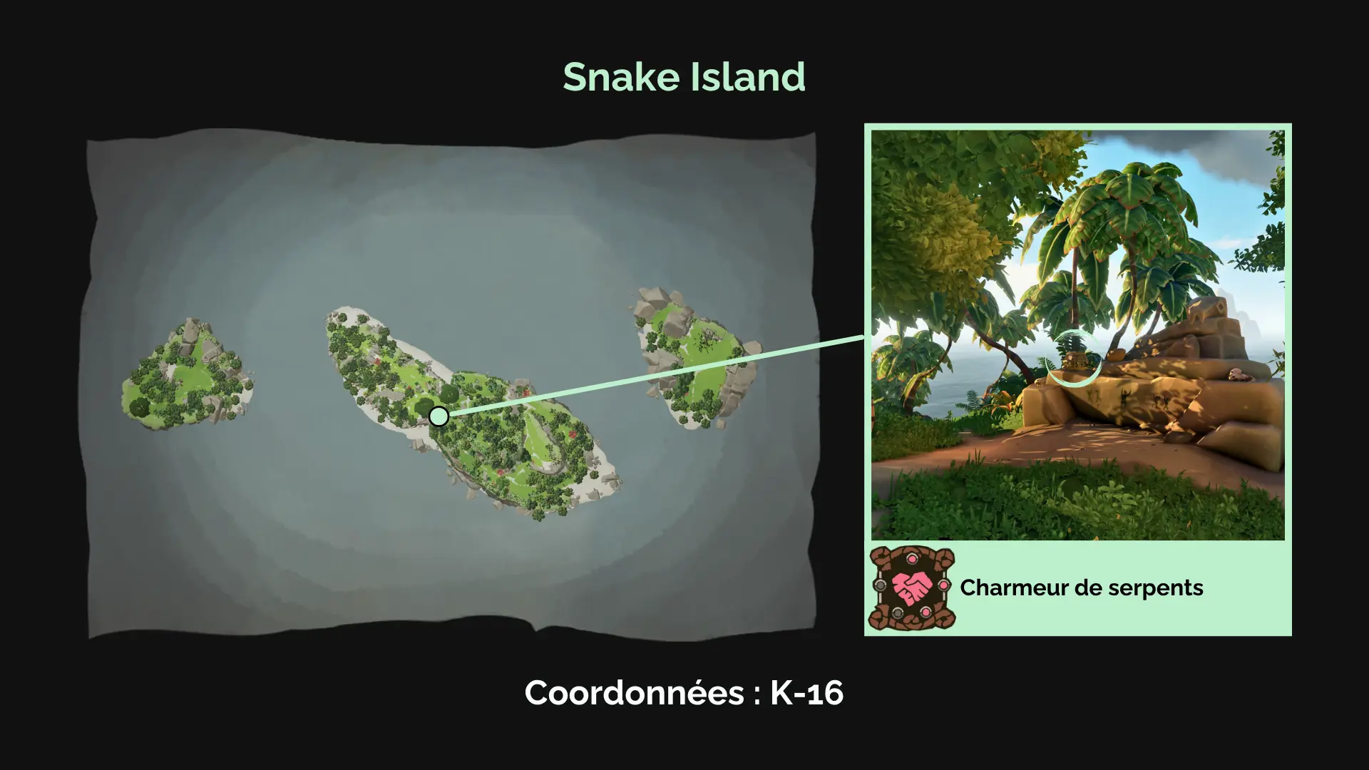 Charmeur de serpents : Un célèbre amateur de reptiles passe son temps sur Snake Island, au sommet de l'autel central.