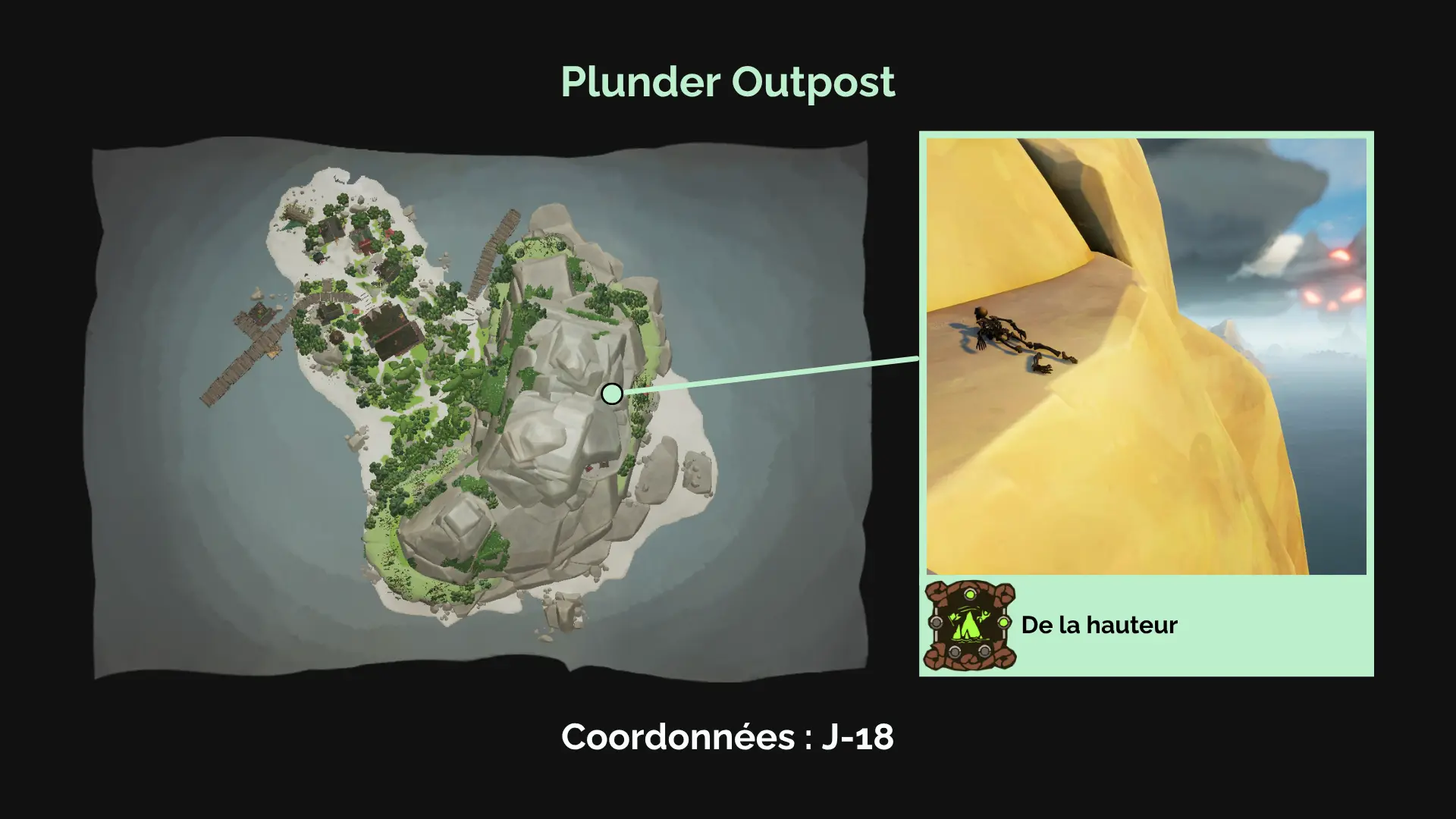 De la hauteur : Sur l'avant-poste Plunder, un pirate qui aimait prendre de la hauteur a trouvé le repos en un endroit difficilement accessible.