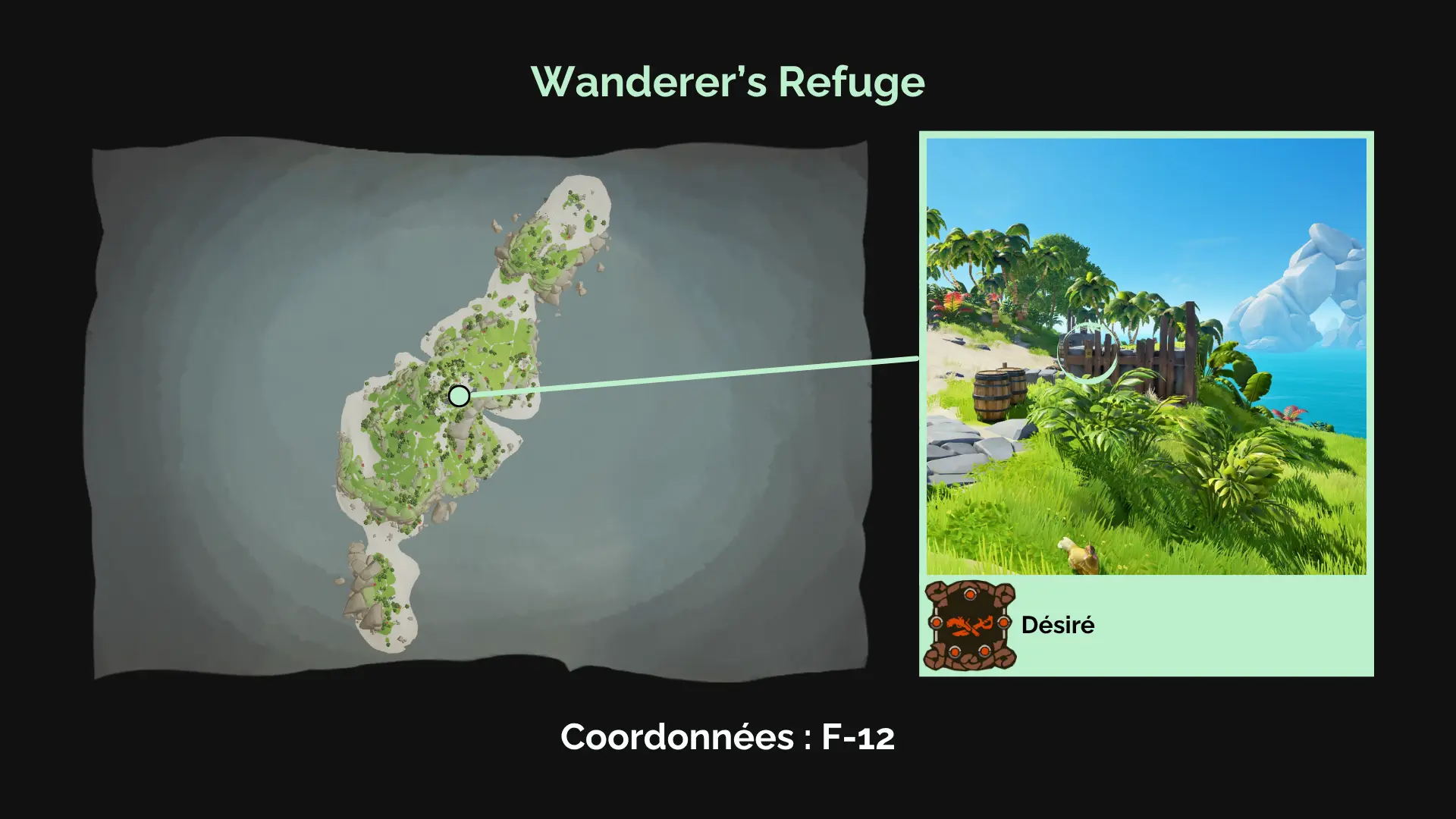 Désiré : Un pirate populaire s’est réfugié près de ruines, sur une île des Shores of Plenty.