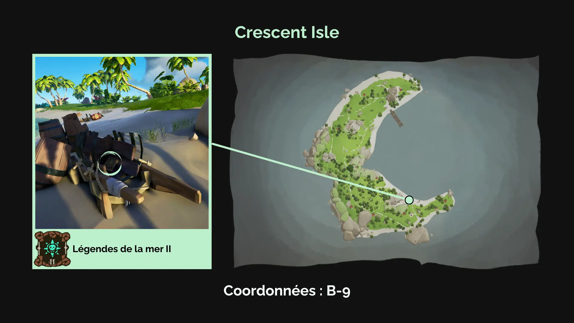 Légendes de la mer II : Trouvez le livre d'Umbra sur Crescent Isle, là où jadis vivait Salty.