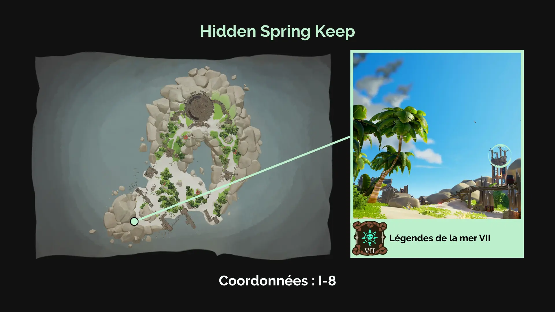 Légendes de la mer VII : Trouvez le livre d'Umbra sur Hidden Spring Keep, en surplomb de la forteresse.