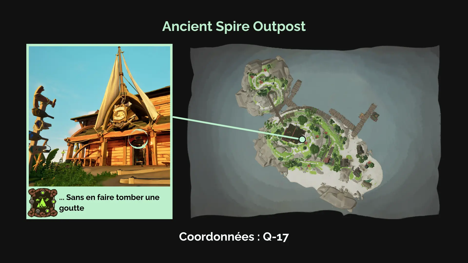… Sans en faire tomber une goutte : La taverne de l'avant-poste Ancient Spire présente un panneau inhabituel dédié à un pirate tout aussi inhabituel.