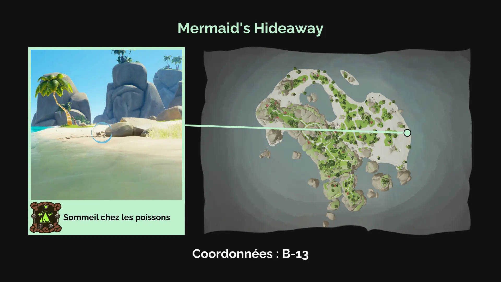 Sommeil chez les poissons : On dit qu'un pirate a trouvé la mort sur le littoral de Mermaid's Hideaway.