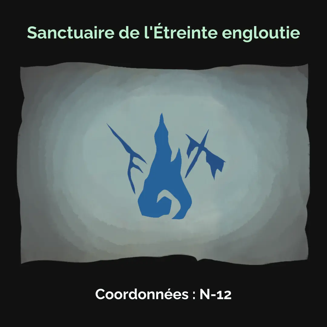 Le Royaume immergé : Vous avez découvert le Sanctuaire de l'Étreinte engloutie dans le Royaume immergé.