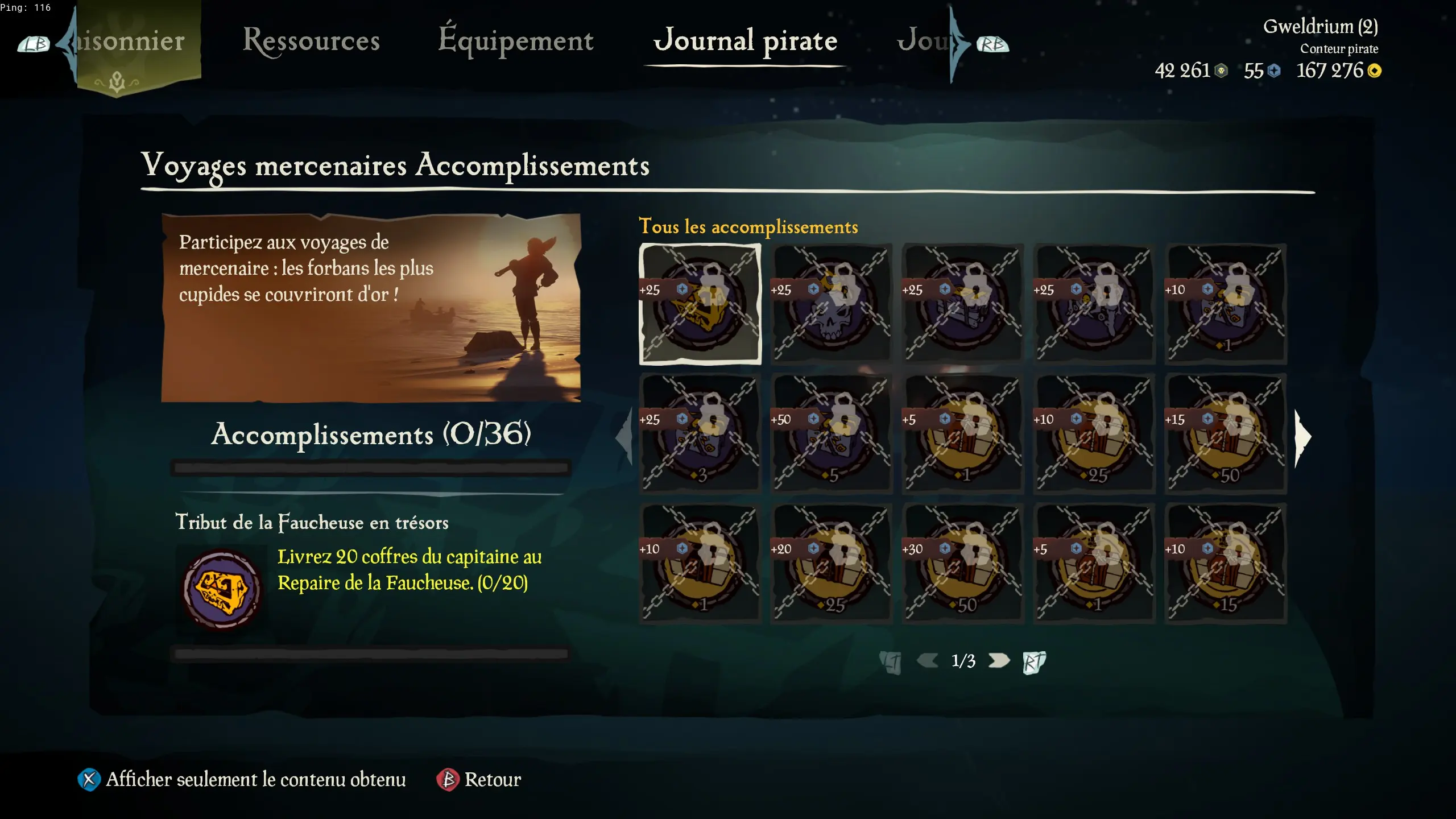 Voyages mercenaires : liste des indices