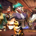 Illustration de Nexdeal mettant en scène 3 pirates ayant remporté le BeMorePirate et un chat devant.