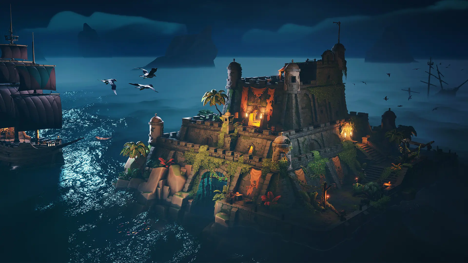 Forteresses marines : vue de nuit