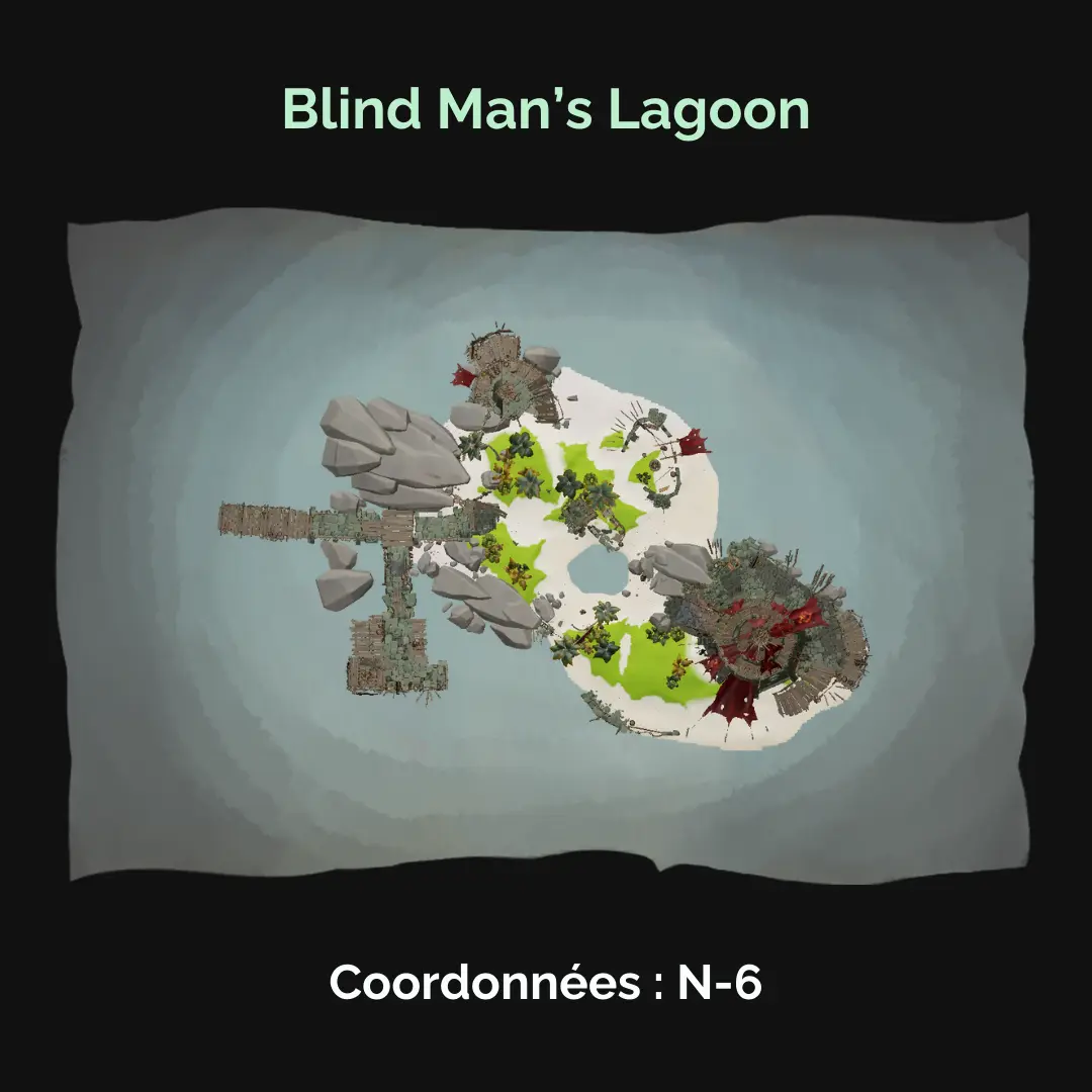 Les campements squelettes : carte de l'emplacement du campement de Blind Man's Lagoon (N-6)