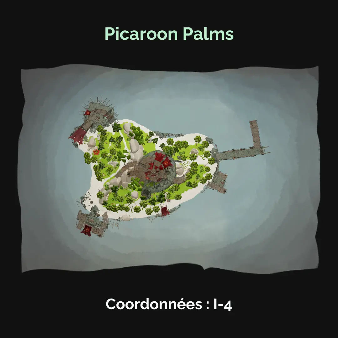 Les campements squelettes : carte de l'emplacement du campement de Picaroon Palms (I-4)
