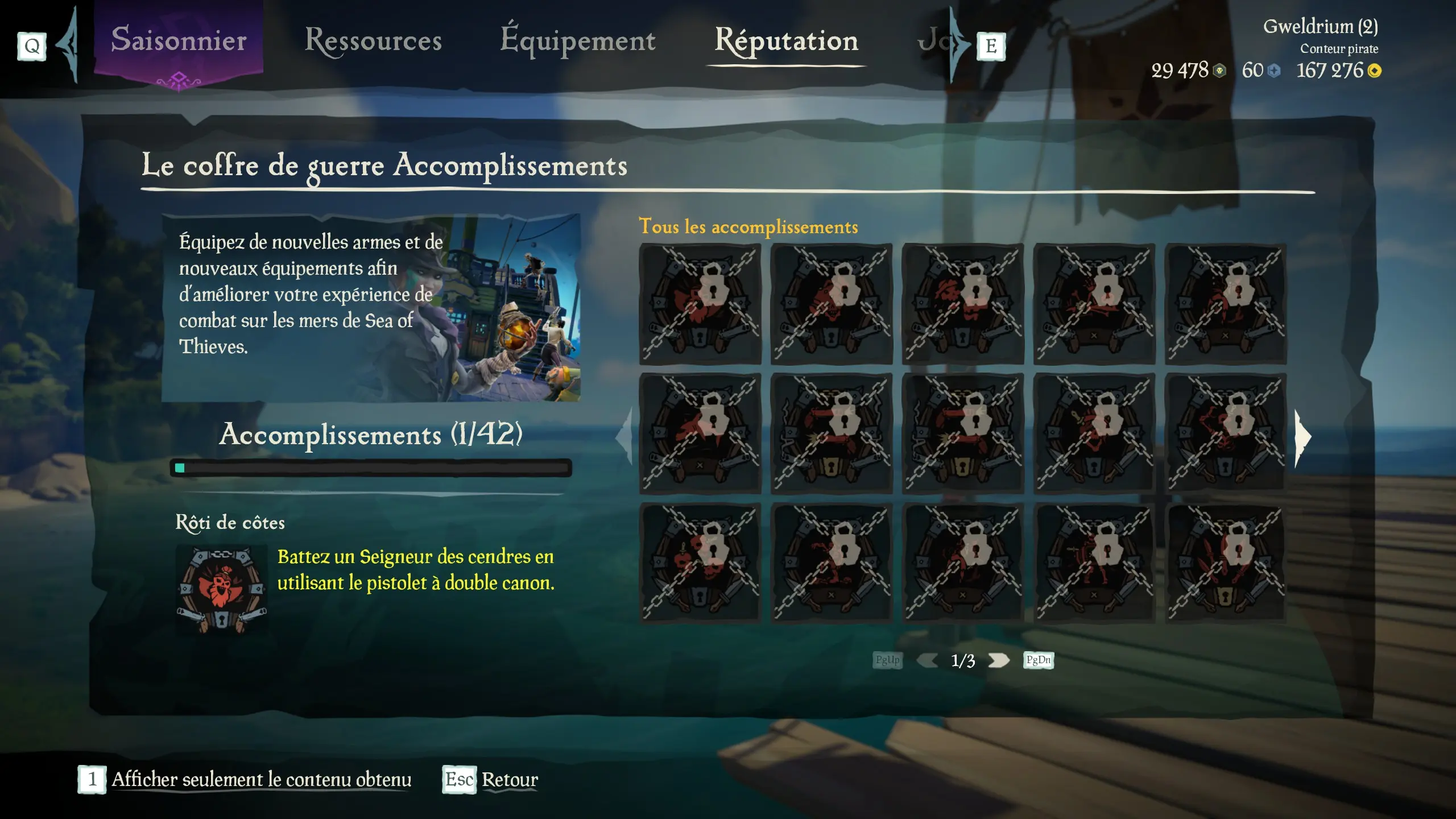 Liste des indices de la sous-catégorie Le coffre de guerre des Aventures en Mer