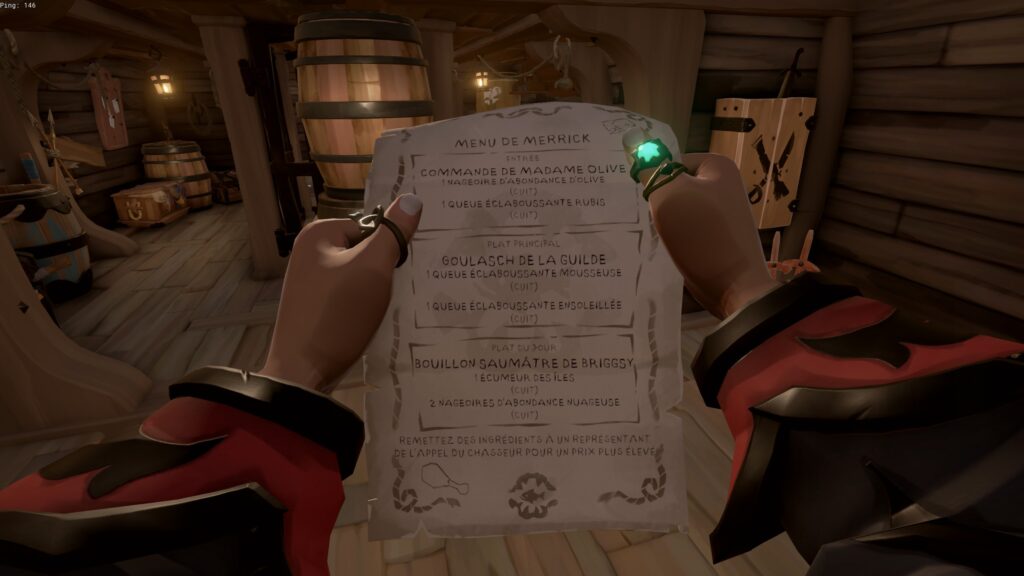 Demande de recette de Merrick : le menu