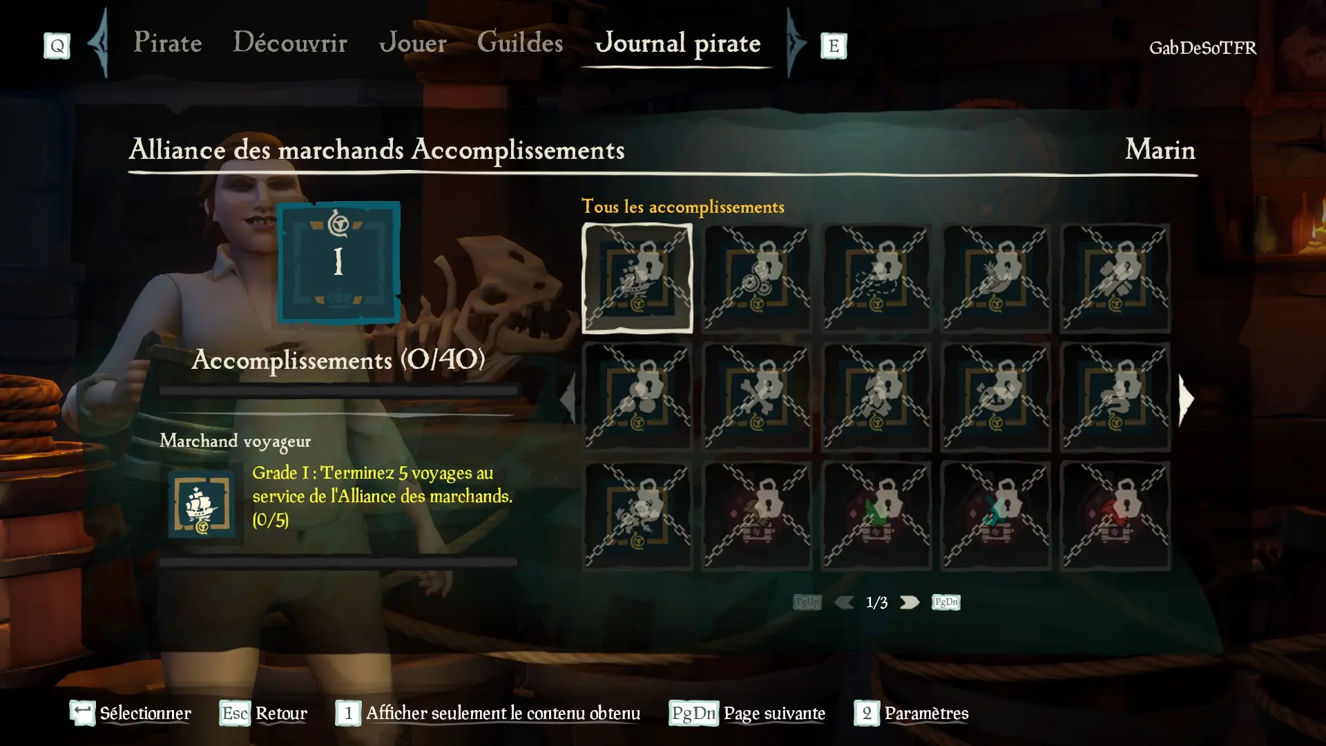 Liste des indices de la catégorie d'accomplissements de l'Alliance des marchands du profil pirate