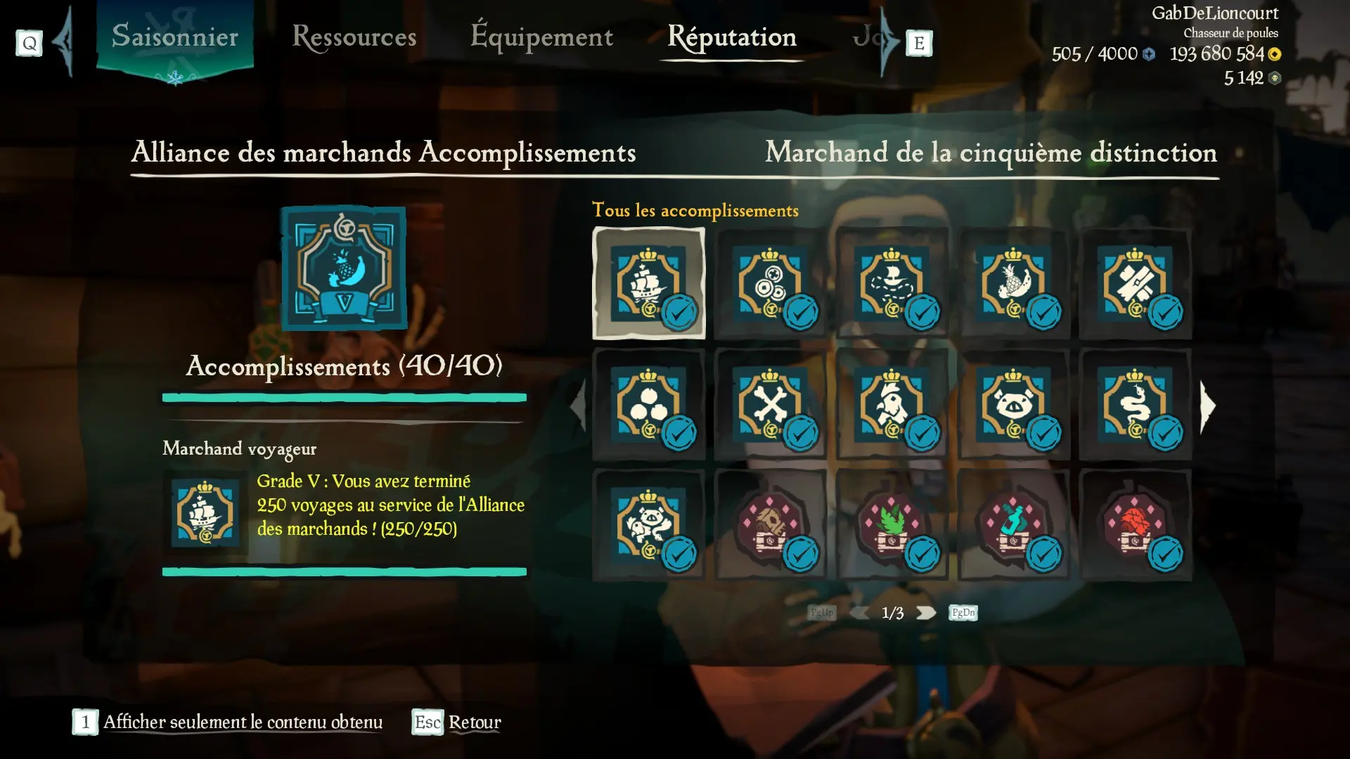 Capture d’un profil pirate complétiste pour l’Alliance des marchands