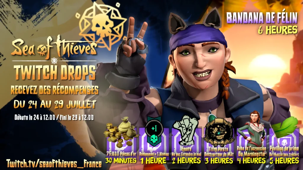 Twitch Drops Sea of Thieves de juillet 2026